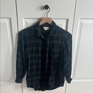 MELLODAY Navy and Green Women’s Flannel Shirt
